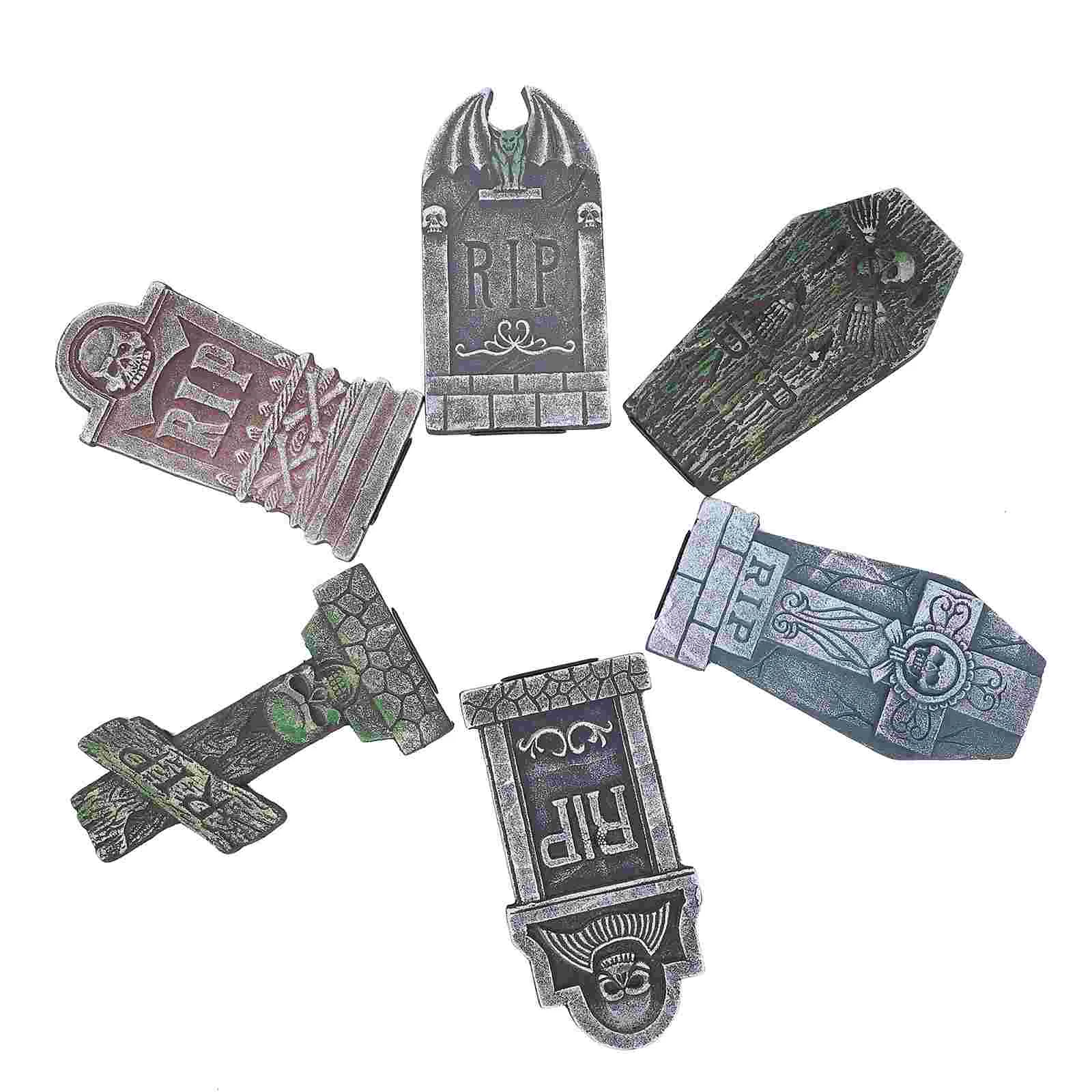 

6 Pcs Halloween Tombstone Miniture Decoration Yard Tombstones Props Ornaments Decorate Foam Party Supplies For country house