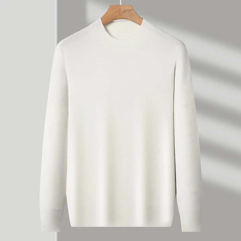 Мужские повседневные топы из овечьей шерсти с ложным воротником и длинным