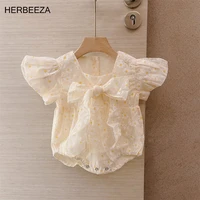 newborn baby girl clothes daisy butterfly print puff sleeve triangle romper summer cotton short sleeve girls infant clothing