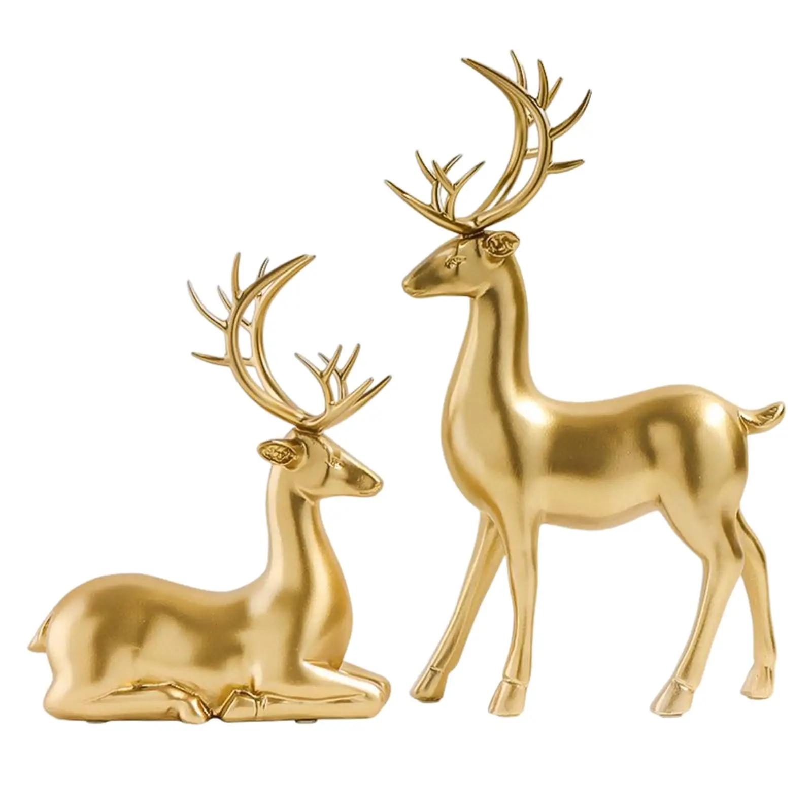 

Couple Deer Statue Sitting Standing Reindeer Figurine Ornaments Art Decor