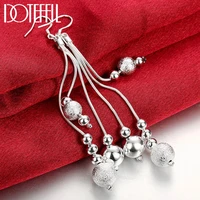 doteffil 925 sterling silver matte smooth bead ball drop earrings for woman wedding engagement fashion party charm jewelry