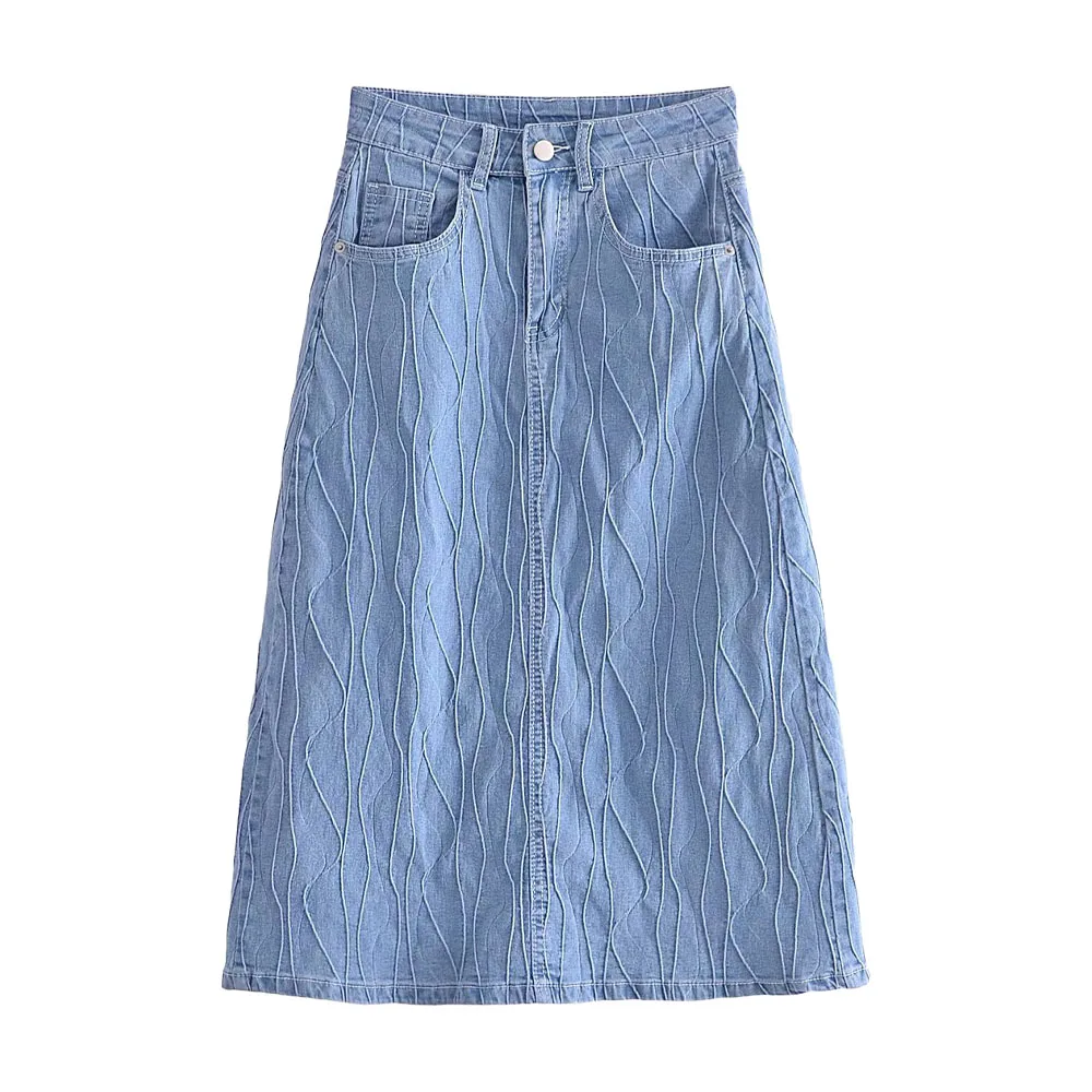 

Женская одежда 2022 шикарная Новая трехмерная жаккардовая текстурная юбка Темпераментная Женская модная юбка с высокой талией и разрезом сз...