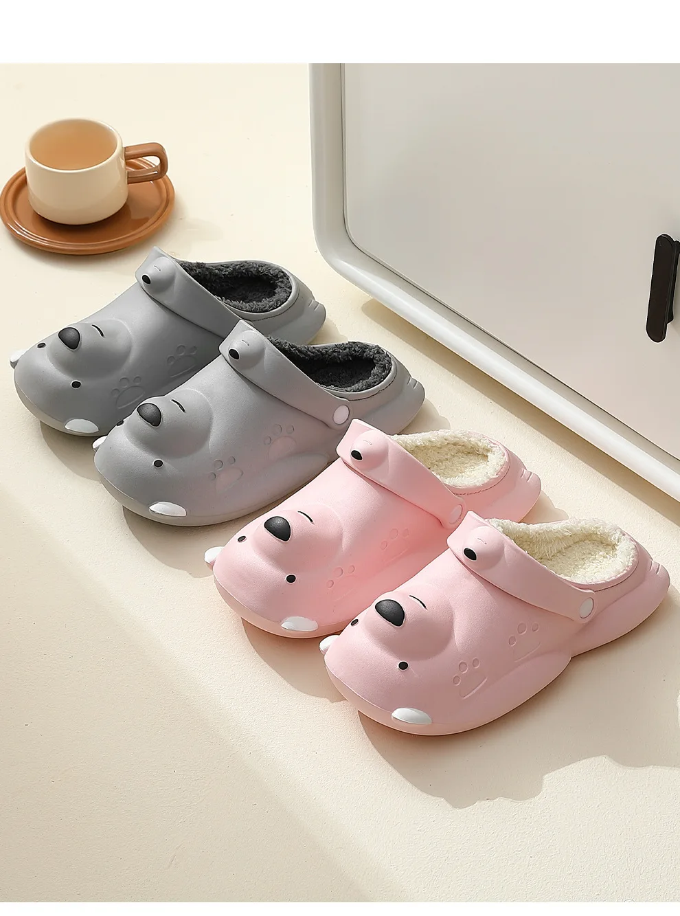 

Winter Cartoon Slippers Women Warm Slipper Water-proof Kitchen Shoe Plush Garden Clogs Men Non-slip House Slippers Cute EVA Shoe