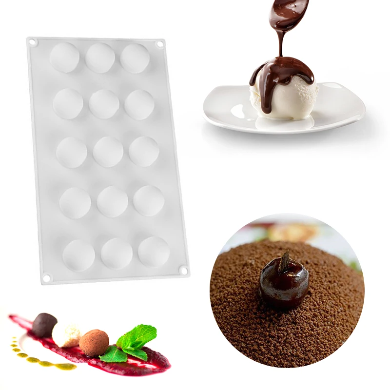

Silicone Molds 15 Holes 3D Ball Truffle Chocolates Mold Baking Cake Decorating Tools Mousse Ice Cream Pudding Mould Cake Tools
