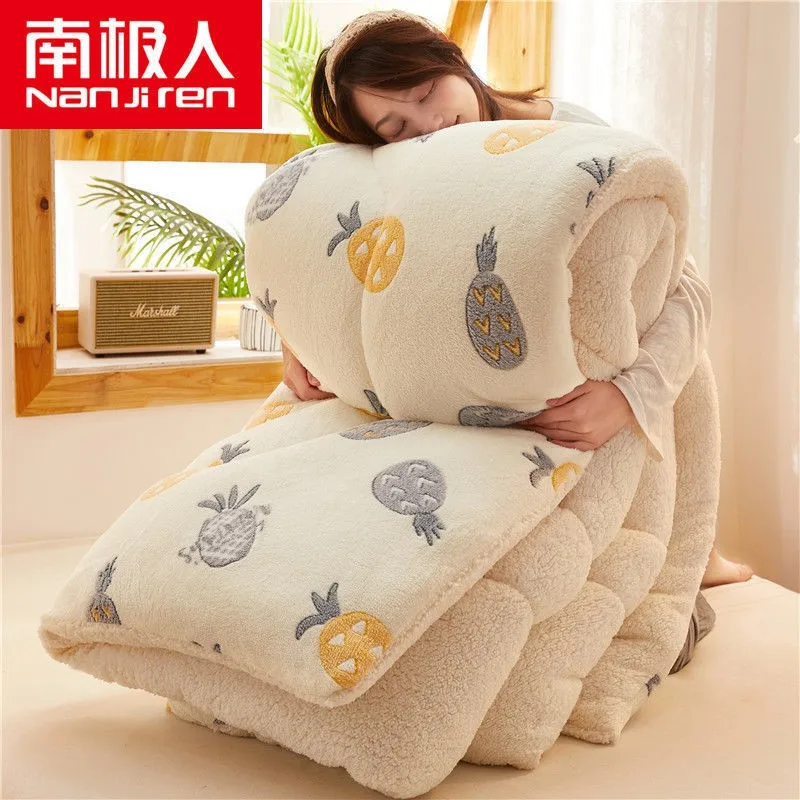 

Very Warm Winter Plush Comforter Single Double Queen Size Quilt Thick Warm Duvet Double-sided Velvet Blanket Cashmere Quilted