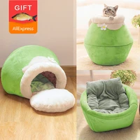 winter warm cat bed plush soft portable foldable cute cat house cave sleeping bag cushion thickened pet bed kittens products