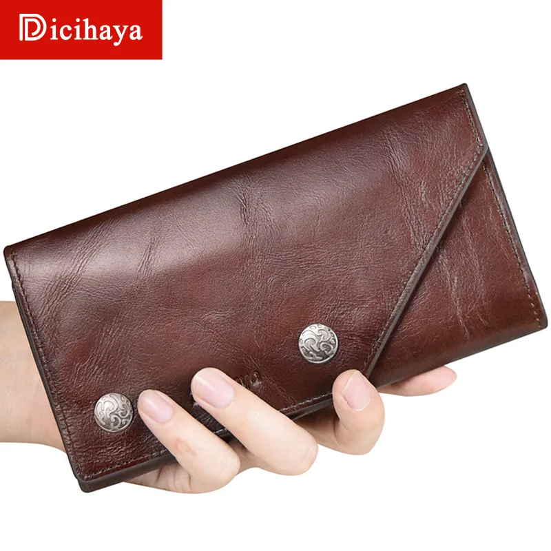 

DICIHAYA Genuine Leather Wallet Casual Men Coin Purse Long Card Holder PORTFOLIO Portomonee Male Walet For Friend Money Bag