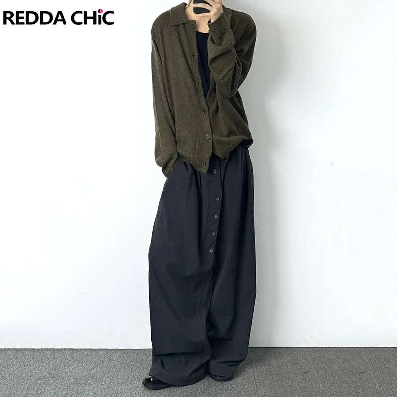 REDDACHiC мужские черные классические брюки с нерегулярными пуговицами эластичная