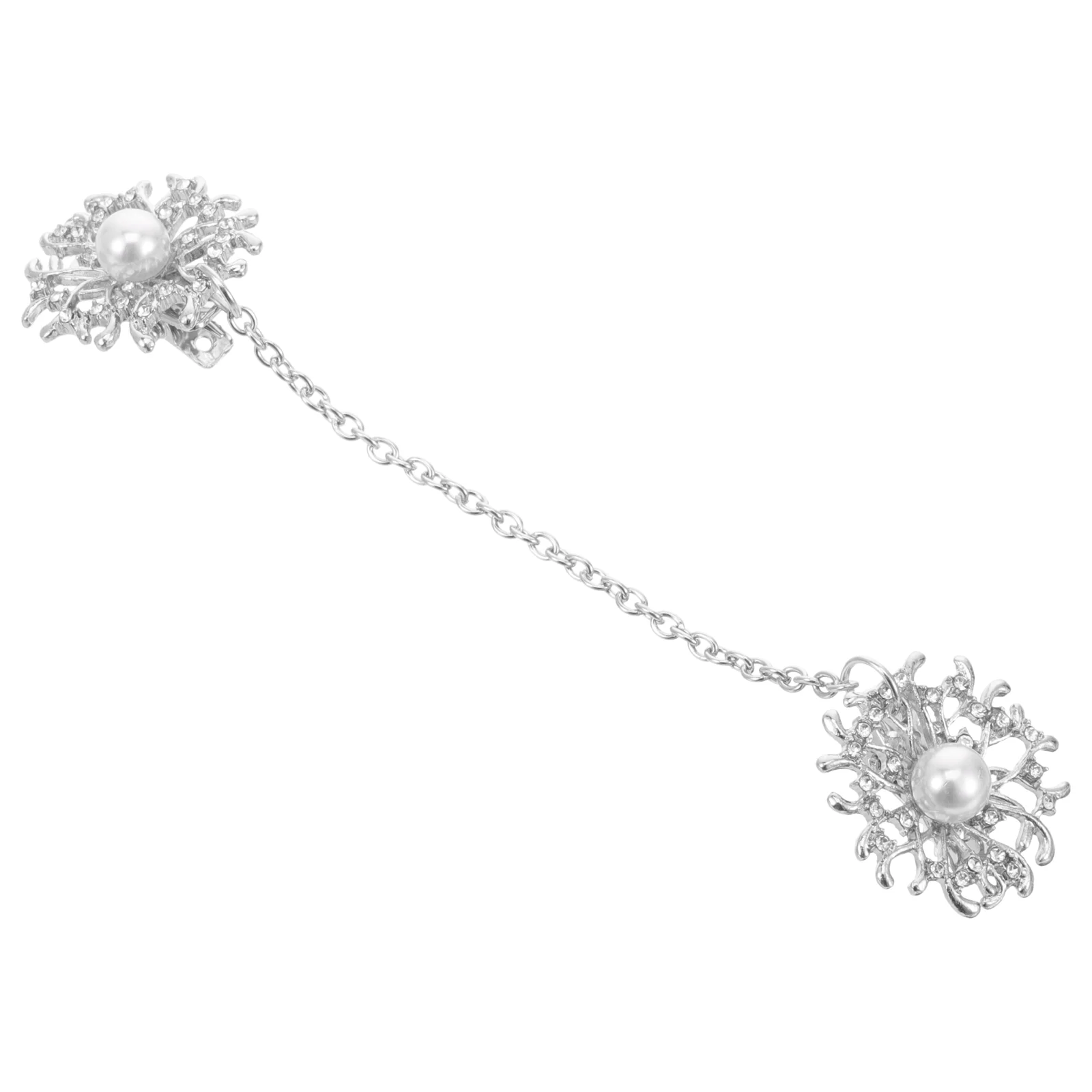 Brooches for Women's Clothing Saree Luxury Woman Free Shipping Chain Sweaters Connection Collar Clips Alloy Pearl