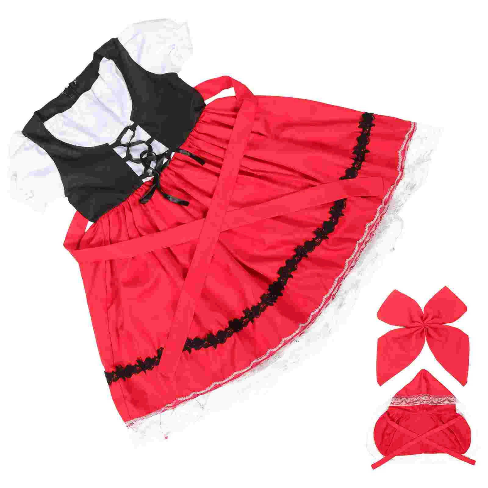 

1 Set of Little Red Hoods Costumes Halloween Costume Suit Masquerade Clothes for Girls