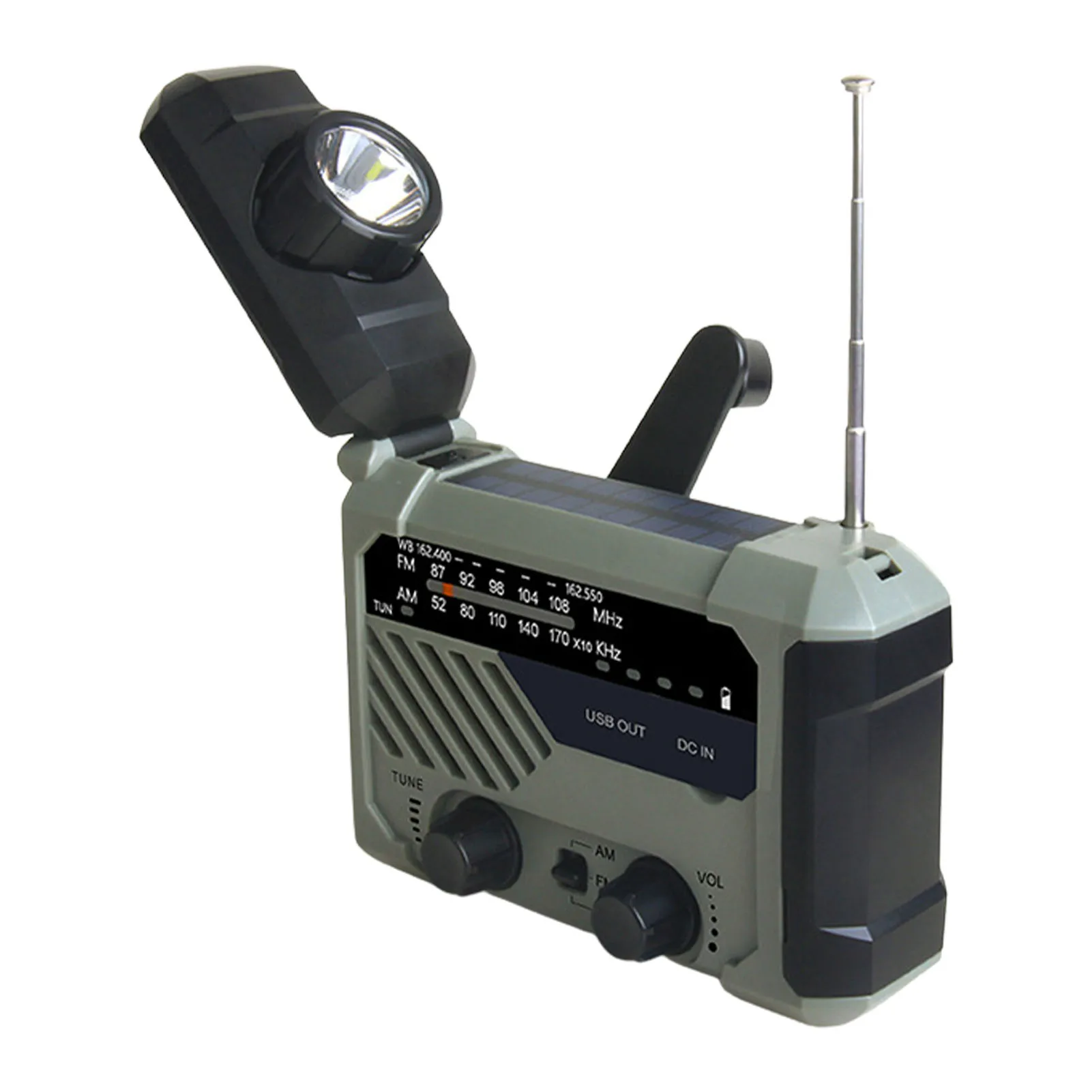 portable table radio hand crank am fm noaa emergency reading lamp led flashlight solar charging 2000mahpower bank for cell phone free global shipping