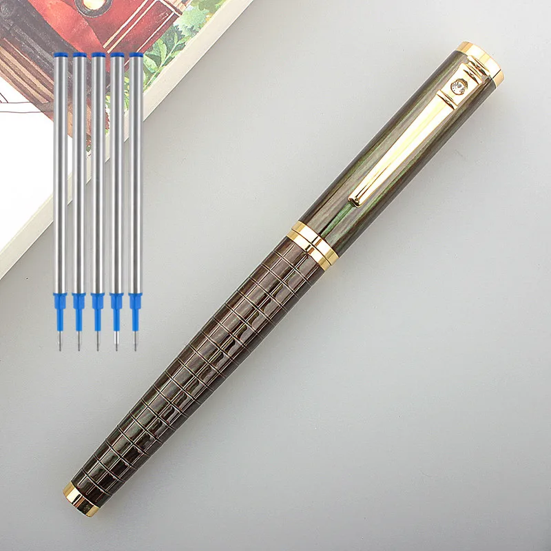 

High quality brand 8035 gold Rollerball Pen white metal gift classic Trim calligraphy signature ink pen