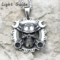 2022 new mens 316l stainless steel horned demon wrench and skull pendant necklace fashion punk biker jewelry gift free shipping
