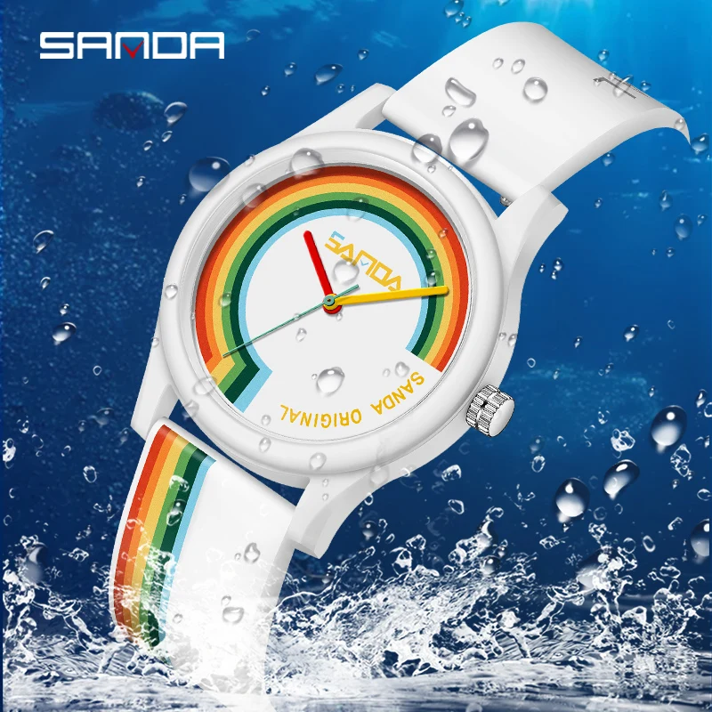 SANDA Ladies Watch Trend Creative Quartz Mens Sports Clock Fashion Casual Unisex Quartz Silicone Water proof Watch Reloj Señoras