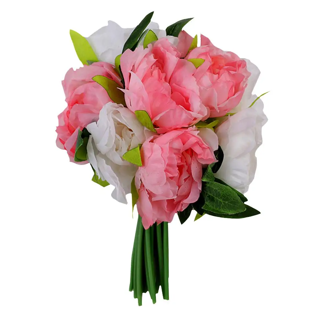 

10 Heads Artificial Peony Flower Simulation chic Bouquet Pretty Bride Wedding Silk Flowers Fake Flowers for Home Decoration