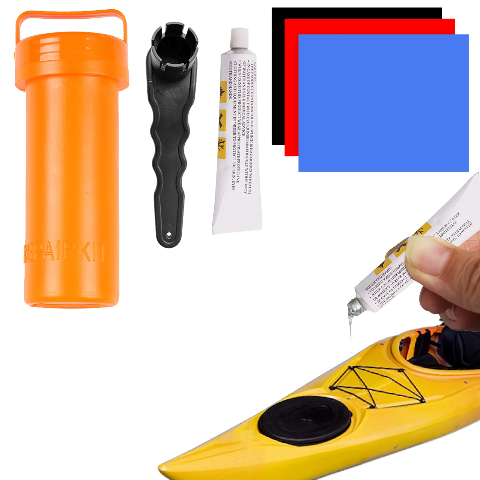 

Paddle Board Repair Kit Including Patches Glue Spanner And Repair Barrel Repair Cuts And Holes In Inflatable Boats Rafts Kayaks