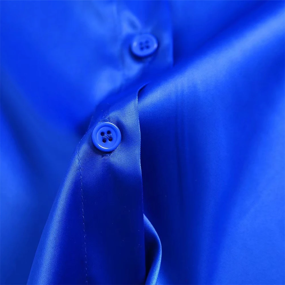 KEYANKETIAN ZA Женская шелковая атласная текстурная синяя рубашка 2022 Весна офисная