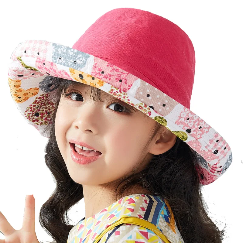 Children's Hat Sun Visor Cute double-sided fisherman's Hat Boys And Girls Fashion Basin Cap Sun Hat Free Shipping Girl Caps