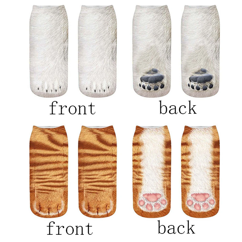 Popular 3D Double-Sided Printing Animal Claw Cute Cat Horse Duck Paw Women Ankle Socks Cartoon Funny Cosplay Party Dropship images - 6