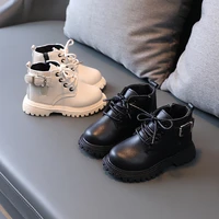 2022 autumnwinter children boots boys girls leather ankle boots buckle fashion non slip warm handsome kids boots shoes e08241