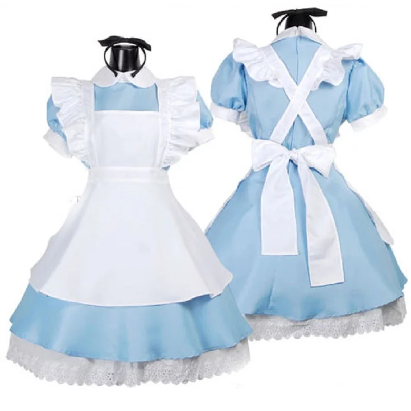 

Blue Sexy Alice In Wonderland Costume Adult Party Fancy Woman Cosplay Lolita Maid Halloween Costumes for Women Dress Plus Size