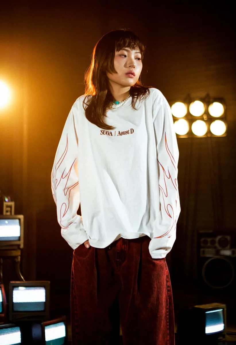 Женская хлопковая футболка с длинным рукавом и круглым вырезом, в стиле K-POP Женская хлопковая футболка с длинным рукавом и круглым вырезом, в стиле K-POP