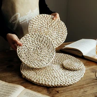 small corn husk woven coaster thicken anti scalding heat insulation table mat natural handmade placemat kitchen accessories