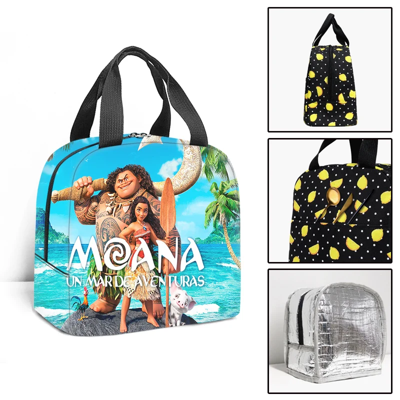 Disney Moana Print Kids School Insulated Lunch Bag Boys Girls Thermal Cooler Tote Food Picnic Bags Children  Travel Lunch Bags