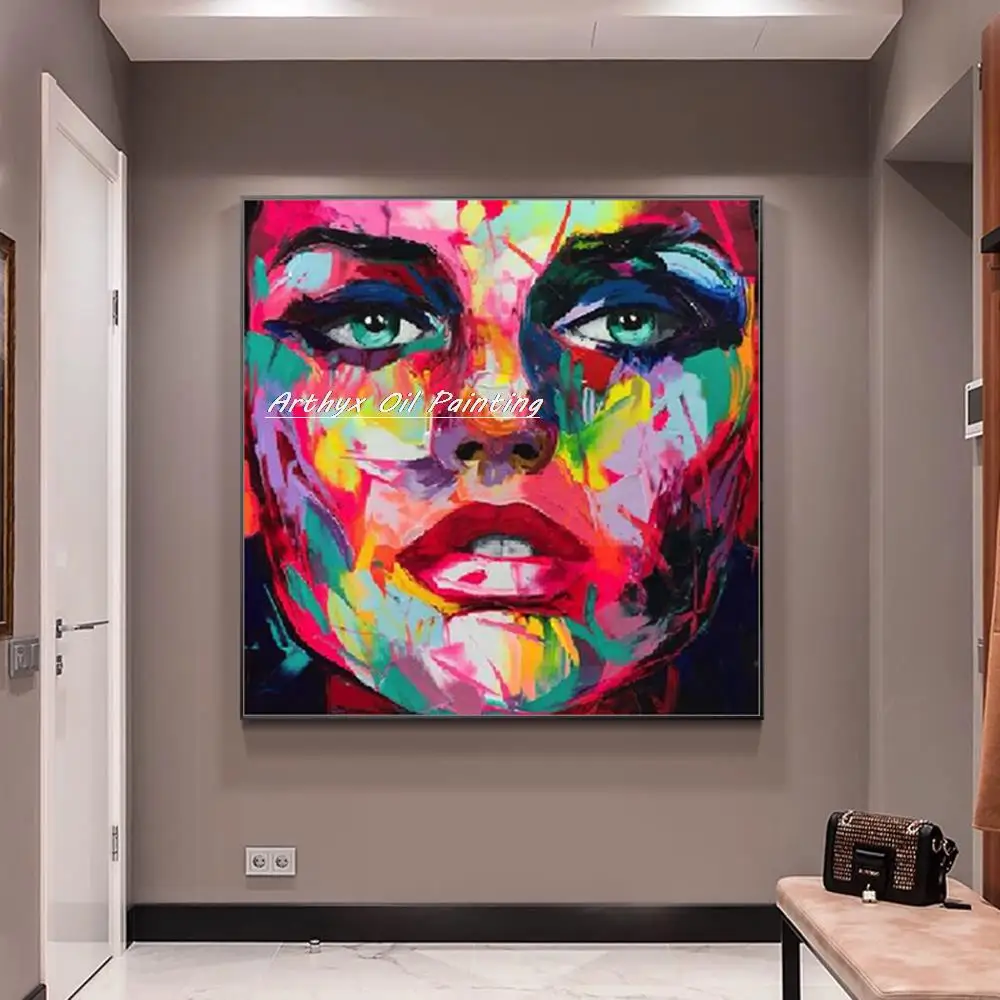 

Arthyx ручная роспись Толстая красочная фигурка лица картина маслом на холсте Современная Абстрактная Настенная картина для гостиной домашни...
