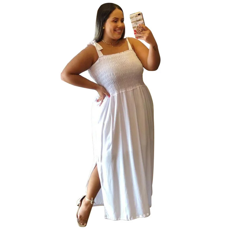 Plus Size Summer 2023 Women Dresses 4xlwholesale Sexy Elegant Party Halter Loose New Full Length Dress Street 3xl 4xl 5xl 6xl