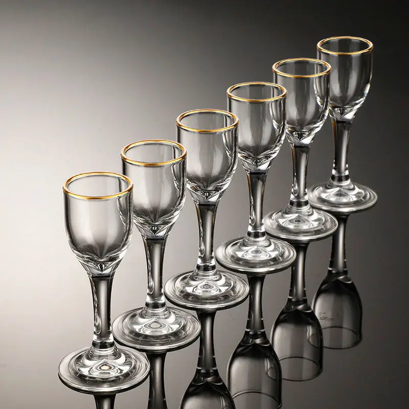 

Household gold painted Baijiu Cup crystal glass wine dispenser wine set creative personality gold foil bullet Cup one cup