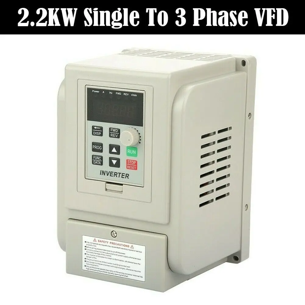 

3HP 2.2KW Single To 3Phase VFD Variable Frequency Drive Inverter Speed Converter PWM Control Over-current Short Circuit Protecti