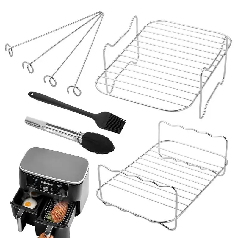 

Dual Toast Rack Multipurpose Double Layer Rack With Skewer Cooking Rack Fits Most Dual Double Two Basket S