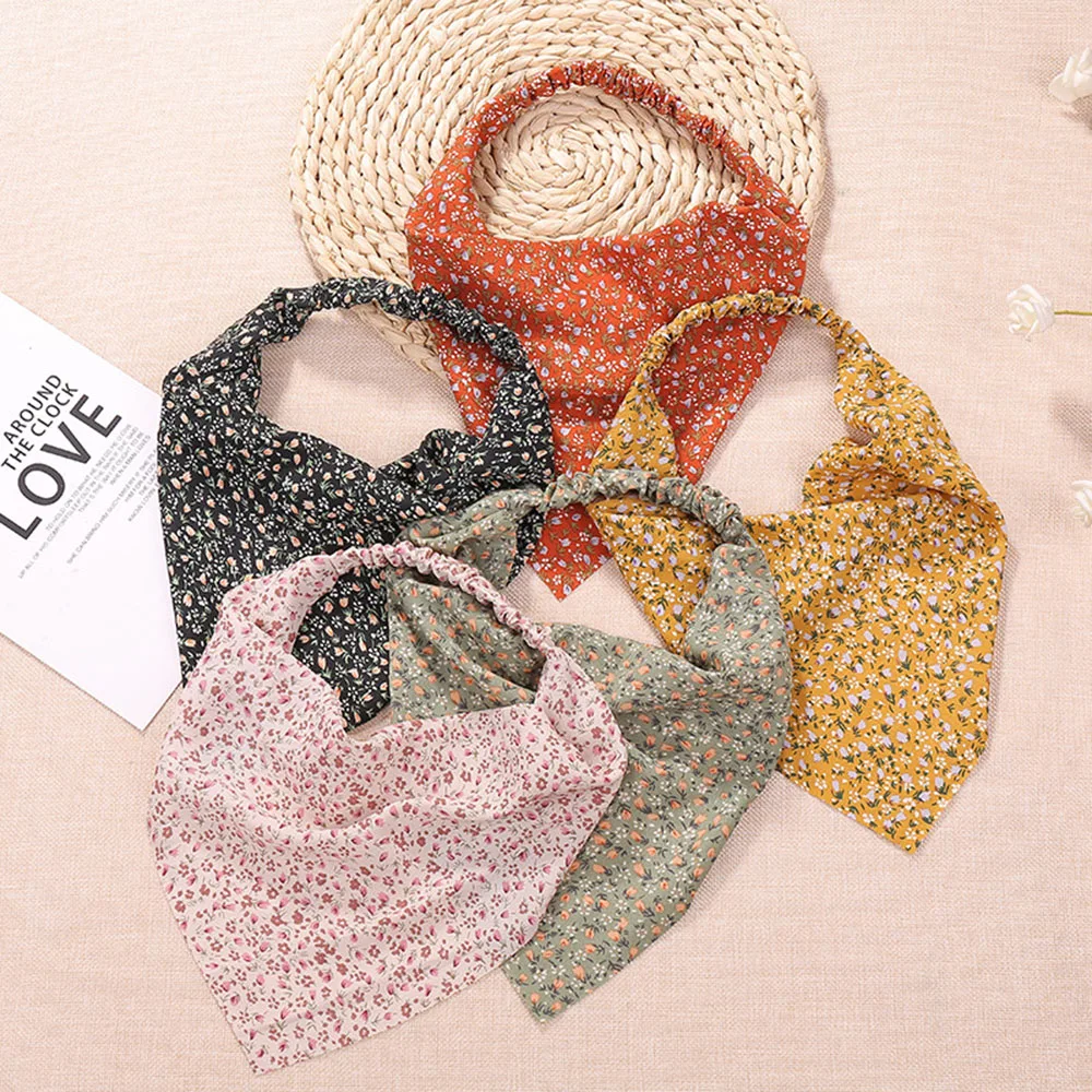 

Cute Thin Cloth Europe and America Floral Print Floral Turban Elastic headband Triangle hair headband Hair accessories