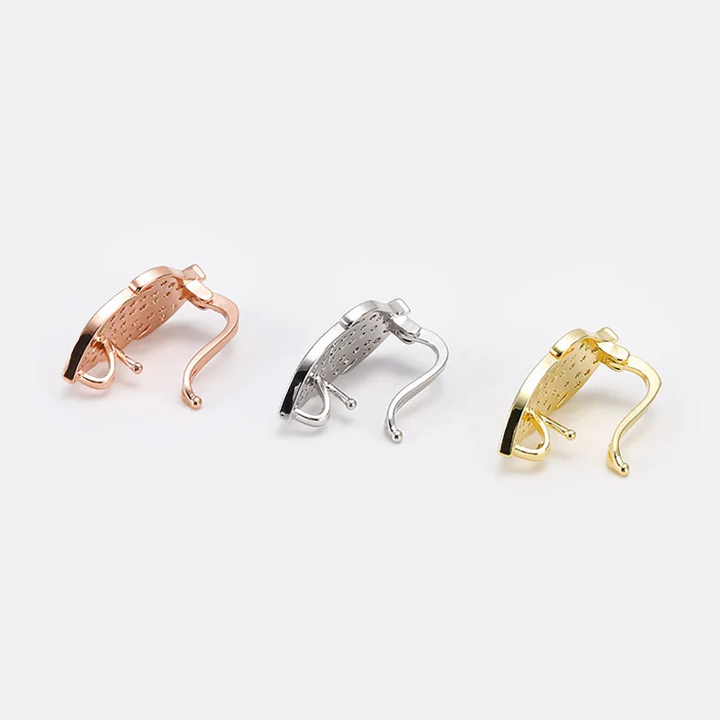 25mm X 11mm Leaf Shape Front Decorative Buckle Clip Clasp Platinum Plated And Copper Zirconia Inlay For Necktie Necklace DIY