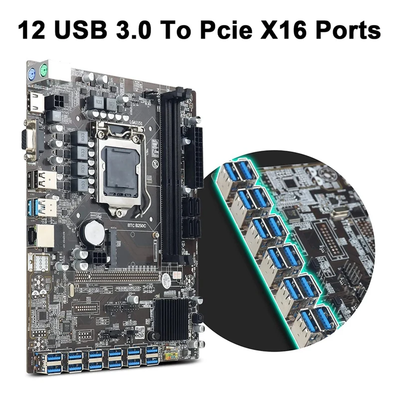 

Материнская плата AU42 -B250C 12USB3.0 BTC для майнинга + процессор G4400 + ОЗУ 4 Гб DDR4 + SSD 128 ГБ + вентилятор процессора + кабель переключения LGA1151 материнск...