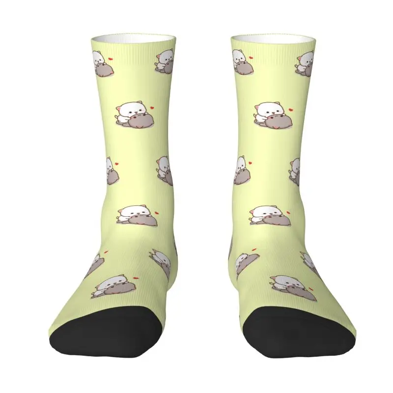 

Cool Mens Peach And Goma Mochi Cat Cuddling Dress Socks Unisex Breathbale Warm 3D Printed Crew Socks