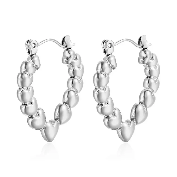 Showfay серьги-кольца из нержавеющей стали в форме сердца 18K позолоченные не