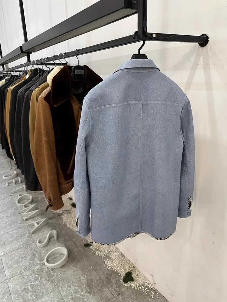 Высококачественная Мужская куртка из натуральной кожи однобортная дизайнерская