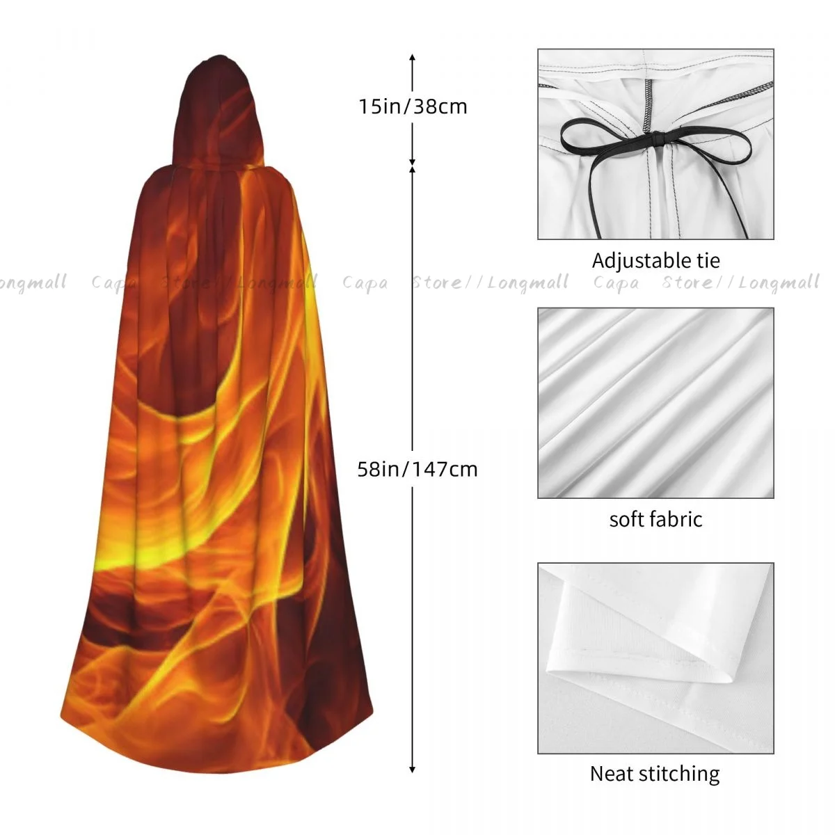 Абстрактный огненный фон плащ с капюшоном карнавальный костюм на Хэллоуин для