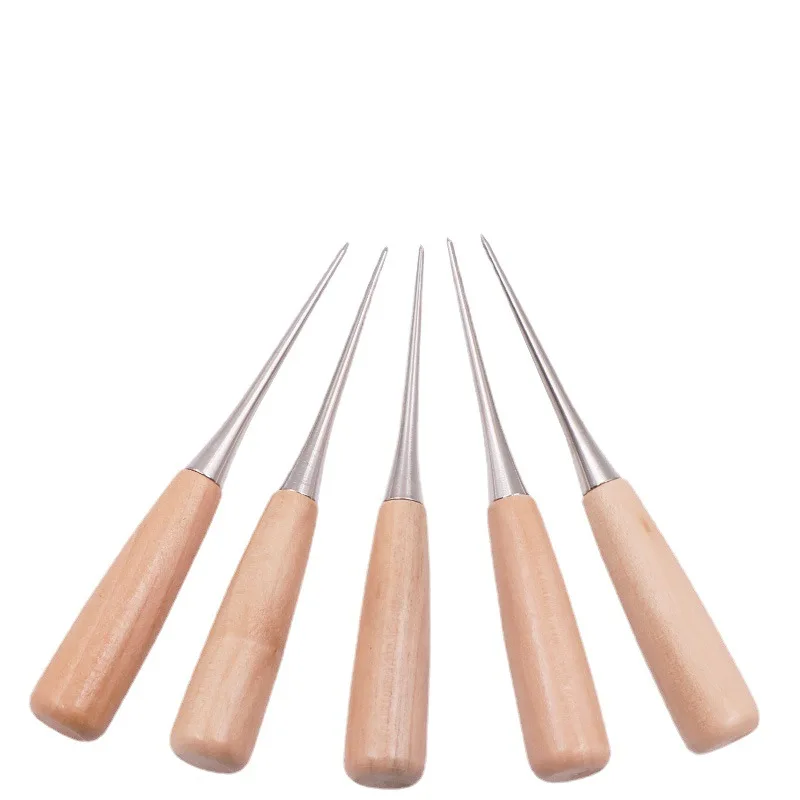 

2022 Wooden Handle Awls DIY Leather Tent Sewing Awl Shoes Repair Tool Hand Stitcher Leather craft Awl Punch Hole Leather Tools