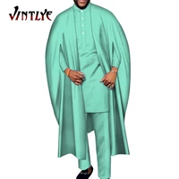 3 piece set african dashiki men nigerian agbada robe suit long robe and shirt pant set african men clothing bazin riche wyn1377