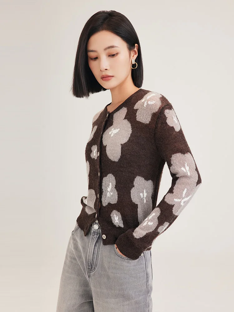 Demmov Высококачественный вязаный кардиган из мохера для женщин новинка зимы 2024