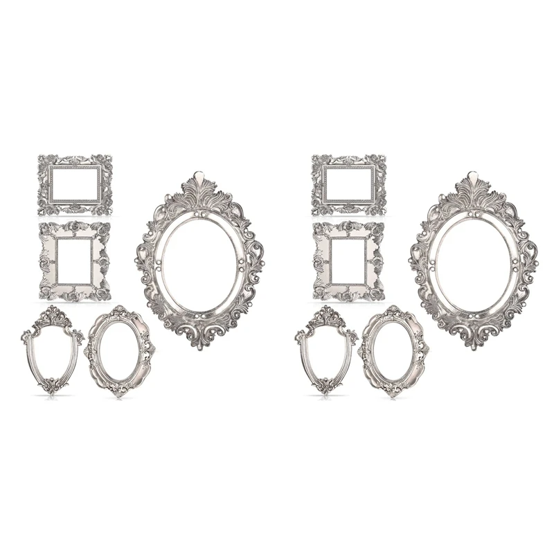 

HOT-10Pcs Vintage Resin Picture Frame Flower Oval Rectangle Frame, Tabletop Jewelry Display Frame For Photography Home Decor