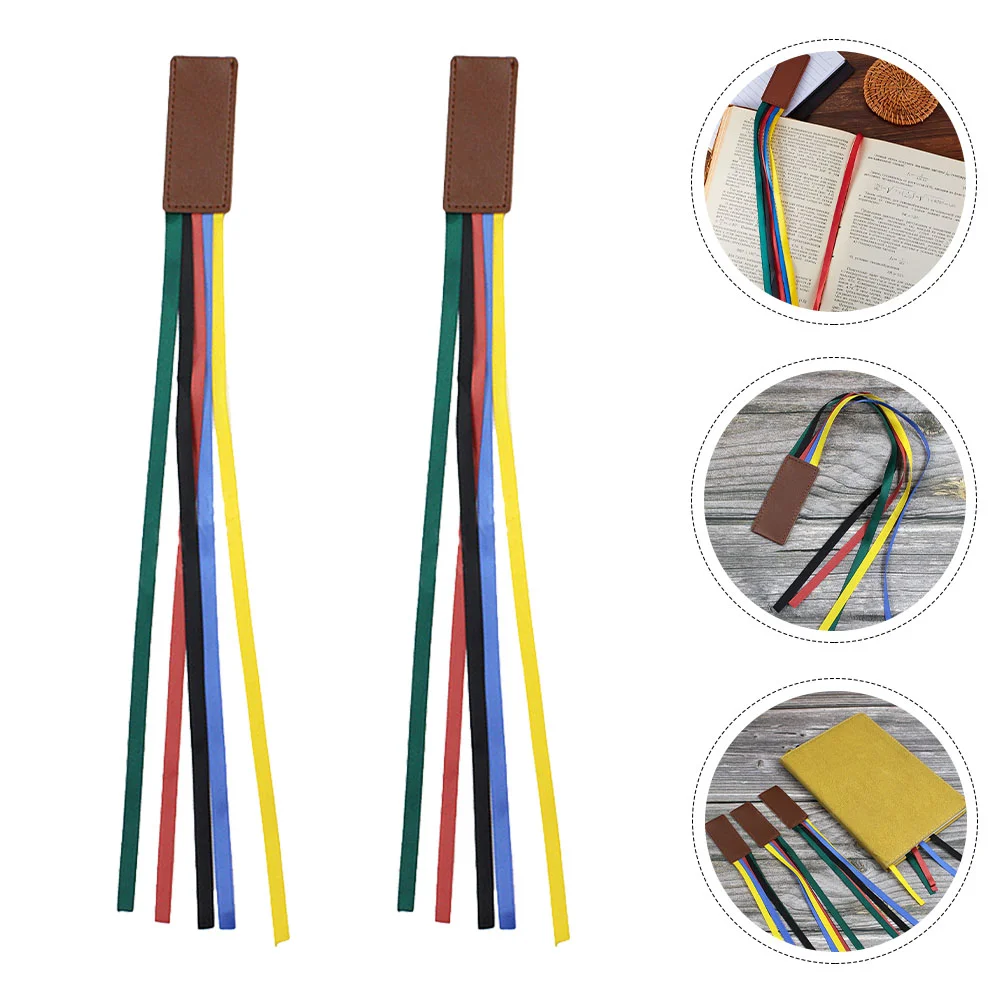 

2 Pcs Web Bookmark Men Students Ribbon Marker Markers Page Divide Tags PU Ribbons Bookmarks Reading Accessories Man