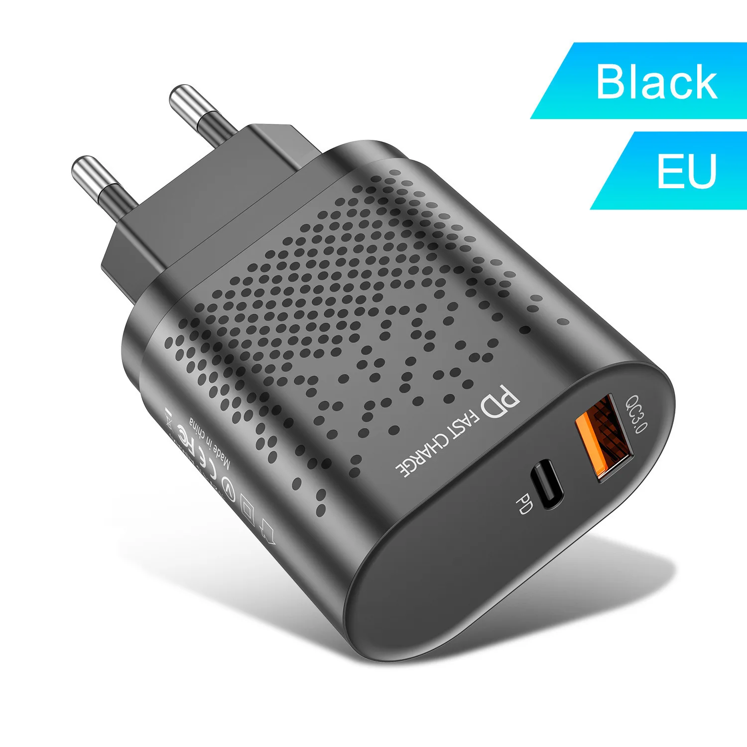 

US Standard Charging Plug 3.0 Fast Charge PD Charger 18W for Apple Android USB-A + Type-c Dual Port
