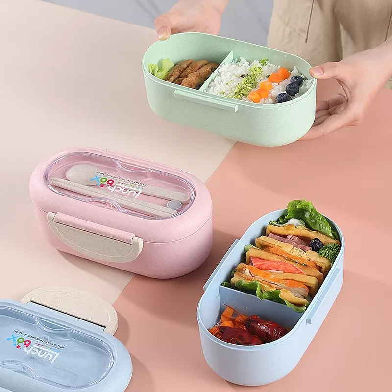 

NewBox Microwave Leakproof Wheat Straw Office Dinnerware Food Storage Container Children Kids School Portable Bento Box Bag