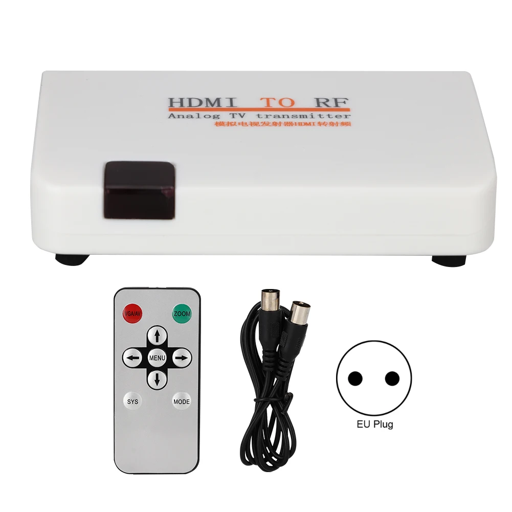 

Адаптер HDMI-совместимый к коаксиальному преобразователю RF Поддержка 480I/480P/576I/576P/720P/720I/1080I/1080P (100-240 В) конвертер