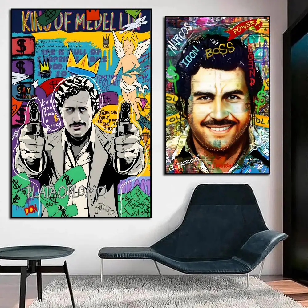 Фото Постер L-lord Pablo Escobar Narcos, прочные водонепроницаемые эстетические наклейки, настенное искусство HD для офиса, спальни, бара, кофейни, домашнего декора №2
