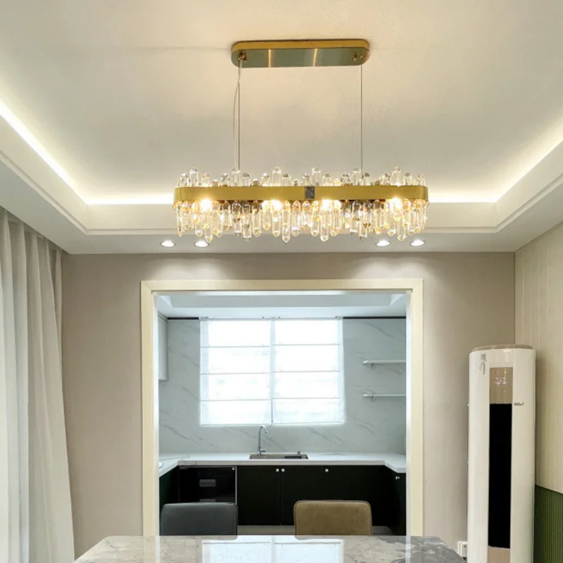 

LED pendant lamp modern Nordic Dining Room Luxury Modern Crystals Oval Adjustable Hanging Lamp